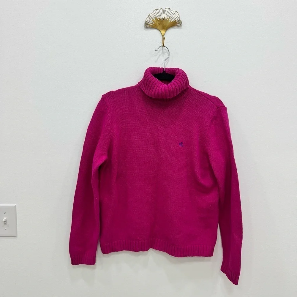 Ralph Lauren knitted American Turtleneck pink LRL logo size L - Picture 2 of 6